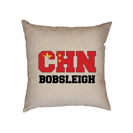 Chinese Bobsleigh - Winter Olympic - CHN Flag Decorative Linen Throw Cushion Pillow Case with Insert