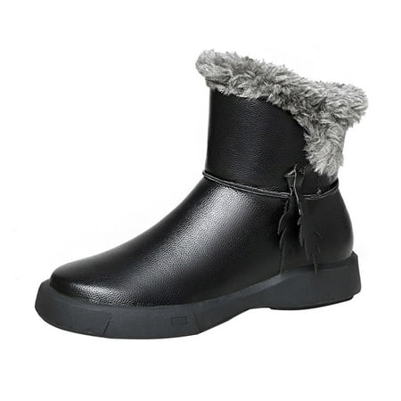 Boots Ladies Winter Flat-bottomed Water-repellent And Velvet Warm Short Snow