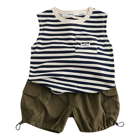 TAIAOJING Toddler Baby Boy Summer Clothes Boys Clothes Outfit Sleeveless Striped Vest Top Cargo Pants Two Piece Set For 0 To 5 Years 4-5 Years
TAIAOJING Toddler Baby Boy Summer Clothes Boys Clothes Outfit Sleeveless Striped Vest Top Cargo Pants Two Piece Set For 0 To 5 Years 4-5 Years