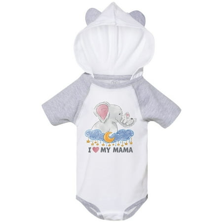 Inktastic I Love My Mama Cute Elephants with Moon and Stars Gift Baby Boy or Baby Girl Bodysuit