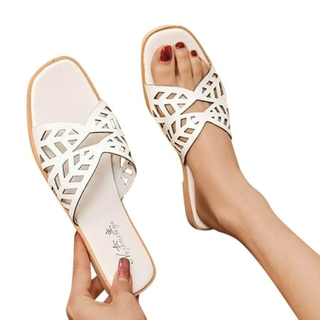Cathalem Sandals For Women Ladies Fashion Solid Flat Carved Slippers Sandals Casual Shoes Dinosaur Slippers for Women White 7
Cathalem Sandals For Women Ladies Fashion Solid Flat Carved Slippers Sandals Casual Shoes Dinosaur Slippers for Women White 7