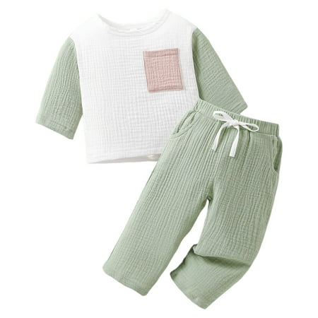 TENSUNNYD Toddler Boys Long Sleeve Patchwork Color Pocket Tops Casual Sports Pants Two Piece Outfits Set For Kids Clothes 6M-12M
TENSUNNYD Toddler Boys Long Sleeve Patchwork Color Pocket Tops Casual Sports Pants Two Piece Outfits Set For Kids Clothes 6M-12M