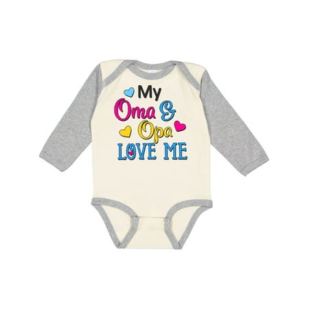 Inktastic My Oma and Opa Love me with Hearts Gift Baby Boy or Baby Girl Long Sleeve Bodysuit