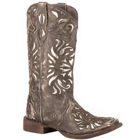 Roper Womens Belle Ll Metallic Snip Toe Boots Mid Calf Low Heel 1-2