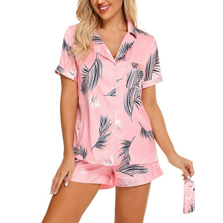 Voguele Ladies Sleepwear Lapel Lounge Sets Button Down Pajamas Set Sleep Nightwear Casual 2 Piece Outfits Pink L
Voguele Ladies Sleepwear Lapel Lounge Sets Button Down Pajamas Set Sleep Nightwear Casual 2 Piece Outfits Pink L