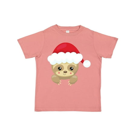 Inktastic Christmas Sloth Sloth With Santa Hat Cute Sloth Gift Toddler Boy or Toddler Girl T-Shirt