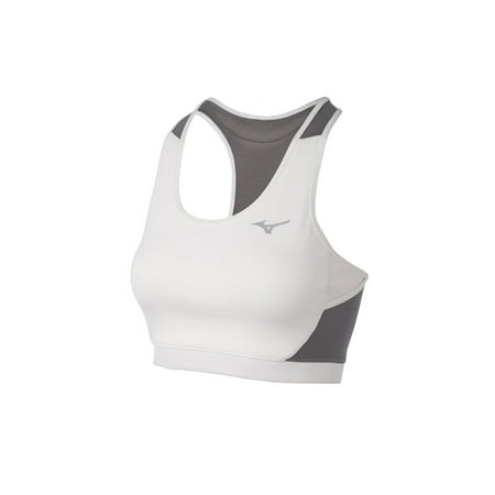 Mizuno Women s Alpha Mesh Back Bra Size Large White-Grey (0091)