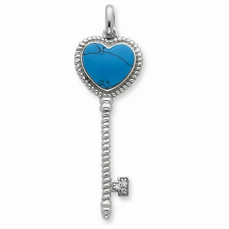 Sterling Silver Dyed Howlite Heart Top w/ CZ Key Pendant