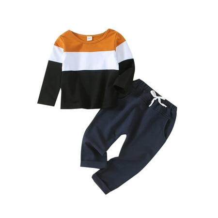 Nokpsedcb 2PCS Toddler Boys Spring Fall Streetwear Set Contrast Color Round Neck Long Sleeve Tops Tie-Up Trousers with Pockets Brown White Black 3-4 Years
Nokpsedcb 2PCS Toddler Boys Spring Fall Streetwear Set Contrast Color Round Neck Long Sleeve Tops Tie-Up Trousers with Pockets Brown White Black 3-4 Years