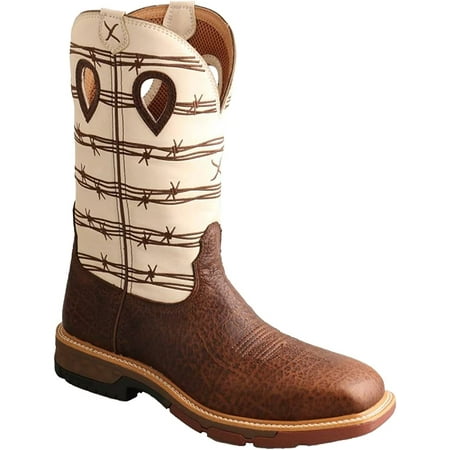 Twisted X Men s 12 Western Work Boot Brown Elephant Print & Bone 10.5 D