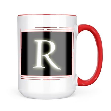 Neonblond R black characters letter Mug gift for Coffee Tea lovers