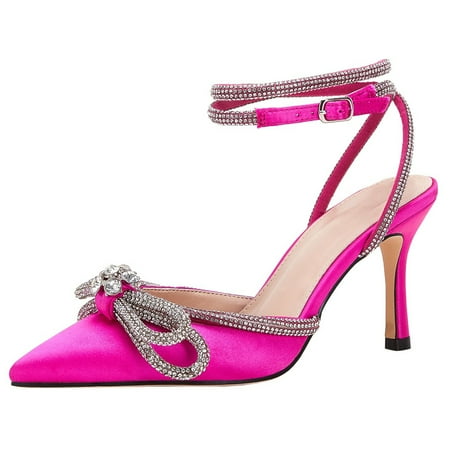 rrhss Women s Double Bow Pointed Toe Ankle Strap Crystal Pumps Wedding Bridal Party Stilettos Backless Satin Heeled Sandals
rrhss Women s Double Bow Pointed Toe Ankle Strap Crystal Pumps Wedding Bridal Party Stilettos Backless Satin Heeled Sandals