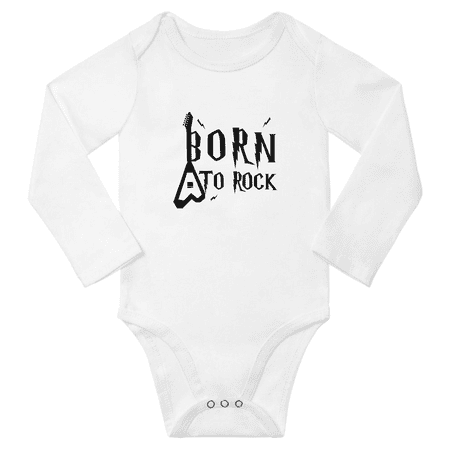 Born To Rock Funny Baby Long Sleeve Boy Girl Clothes (White 18-24M)