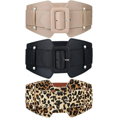 PIKADINGNIS 3 Pieces Women Waist Belt Elastic PU Leather Corset Cinch Belt Stretchy Retro Corset Belt Chunky Buckle Belts Waistband for Dresses Leopard Brown Black
PIKADINGNIS 3 Pieces Women Waist Belt Elastic PU Leather Corset Cinch Belt Stretchy Retro Corset Belt Chunky Buckle Belts Waistband for Dresses Leopard Brown Black