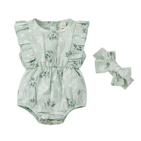 Infant Girls Bodysuits Ruffle Trim Sleeveless Headbands Floral Printed Baby Clothes Newborn Kids Children Loose Fashion Outwear Leisure Spring Summer Rompers Jumpsuits
Infant Girls Bodysuits Ruffle Trim Sleeveless Headbands Floral Printed Baby Clothes Newborn Kids Children Loose Fashion Outwear Leisure Spring Summer Rompers Jumpsuits