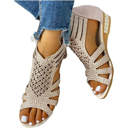 Sandals for Women Casual Summer Women s Rhinestones Cutout Zip Up Sandals Open Toe Flat Gladiator Slides Sandals
Sandals for Women Casual Summer Women s Rhinestones Cutout Zip Up Sandals Open Toe Flat Gladiator Slides Sandals