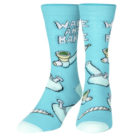 Crazy Socks Wake N Bake Fun Print Novelty Crew Socks for Men