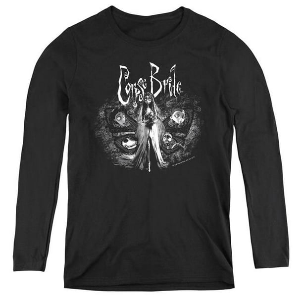 Trevco Sportswear WBM212-WL-4 Womens Corpse Bride & Bride to Be Long Sleeve T-Shirt, Black - Extra Large