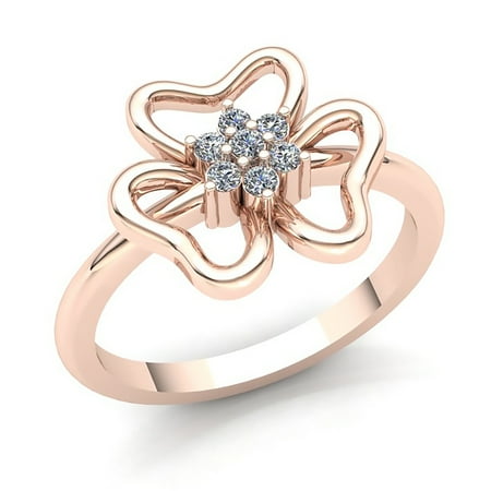 Natural 0.75carat Round Cut Diamond Ladies Flower Fancy Engagement Anniversary Ring Solid 14K Rose, White or Yellow Gold IJ SI2