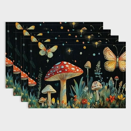 Pratyus Mushrooms Butterflies Table Mat Set of 4 - Linen Western Meal Pad for Dining Parties Home Decor 18x12in
Pratyus Mushrooms Butterflies Table Mat Set of 4 - Linen Western Meal Pad for Dining Parties Home Decor 18x12in