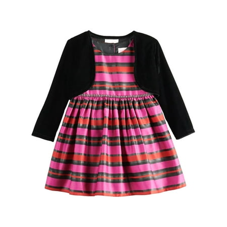 Youngland Toddler Girls Pink Black Red Striped Satin Tank Party Dress & Shrug 
Youngland Toddler Girls Pink Black Red Striped Satin Tank Party Dress & Shrug