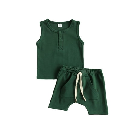 Mioliknya 2Pcs Baby Summer Outfits Button Solid Color Tank Shorts Elastic Waist with Pockets
Mioliknya 2Pcs Baby Summer Outfits Button Solid Color Tank Shorts Elastic Waist with Pockets