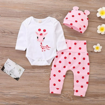 Newborn Baby Girls Deer Cotton Outfits Long Sleeve Romper Playsuit Tops + Pants + Hat 3Pcs Clothes Set
Newborn Baby Girls Deer Cotton Outfits Long Sleeve Romper Playsuit Tops + Pants + Hat 3Pcs Clothes Set