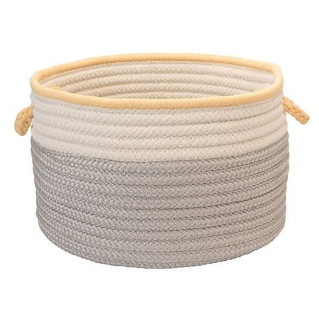 Colonial Mills 14 Shadow Gray and Yellow Modern Round Braided Storage Basket