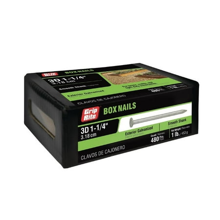 12PC Grip-Rite Grip-Rite 3HGBX1 Hot-Dipped Galvanized Box Nail Steel 1 lb