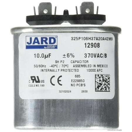 12908 370V - Oval - 10 Micro-Farads Motor Run Capacitor
12908 370V - Oval - 10 Micro-Farads Motor Run Capacitor