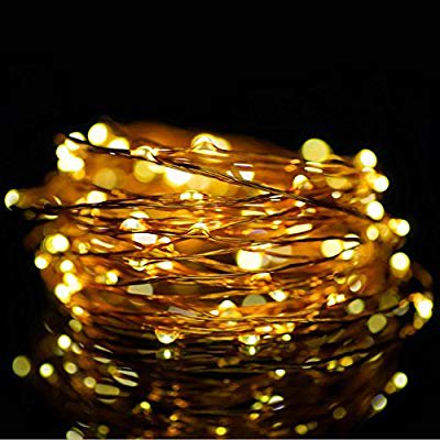 USB LED Fairy Lights, 33 Ft 100 LEDs Starry String Lights, Waterproof Copper Wire Lights for Bedroom Christmas Party Camping Wedding Dancing Patio (Warm White)