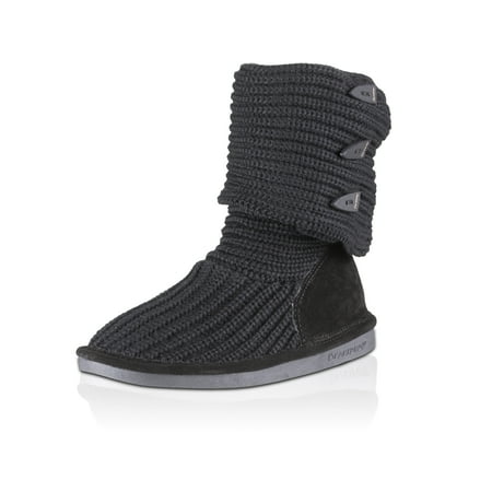 Bearpaw Women s Knit Tall Black Mid-Calf Wool Snow Boot - 8 M
