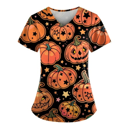 Sksloeg Scrub Tops Women Plus Size Halloween Cat Pumpkin Print Short Sleeve V-Neck Lightweight Easy Fit Shirts Tee Tops with Pockets Black 5XL
Sksloeg Scrub Tops Women Plus Size Halloween Cat Pumpkin Print Short Sleeve V-Neck Lightweight Easy Fit Shirts Tee Tops with Pockets Black 5XL