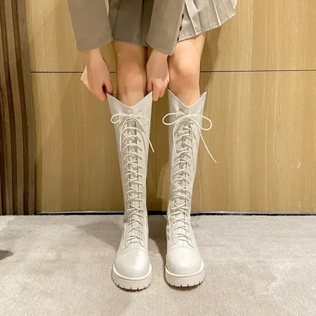 Women‘s Knee High Boots Warm Lace Up Backside Zipper Faux Leather Shoes Women‘s Booties
Women‘s Knee High Boots Warm Lace Up Backside Zipper Faux Leather Shoes Women‘s Booties
