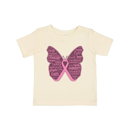 Inktastic Breast Cancer Butterfly Collage of Words Gift Baby Girl T-Shirt