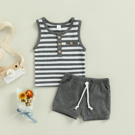Newborn Baby Boys Clothes Set Stripes Button Vest with Drawstring Shorts Baby Summer Casual Outfits Tracksuit
Newborn Baby Boys Clothes Set Stripes Button Vest with Drawstring Shorts Baby Summer Casual Outfits Tracksuit