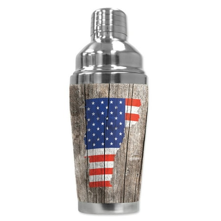 Mugzie brand 16-Ounce Cocktail Shaker with Insulated Wetsuit Cover - Vermont Map