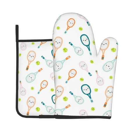 Vsdgher Cute Tennis Rackets Oven Mitts and Pot Holders 2 pcs Set High Heat Resistant Kitchen Oven Glove for Baking and Cooking
Vsdgher Cute Tennis Rackets Oven Mitts and Pot Holders 2 pcs Set High Heat Resistant Kitchen Oven Glove for Baking and Cooking