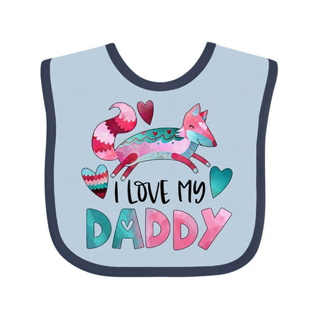 Inktastic I Love My Daddy Pink and Blue Fox with Hearts Gift Baby Boy or Baby Girl Bib