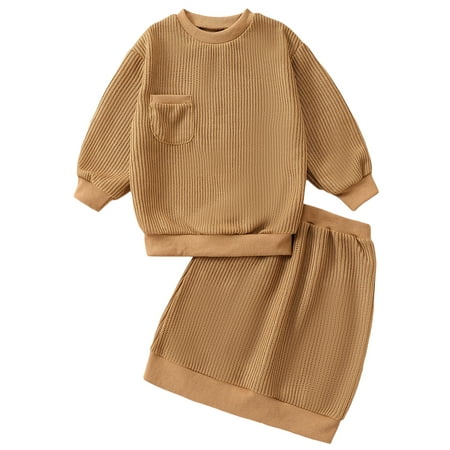 Wallarenear Little Girl Waffle Knit Pullover Sweater Tops Elastic Waist Mini Skirt Set
Wallarenear Little Girl Waffle Knit Pullover Sweater Tops Elastic Waist Mini Skirt Set