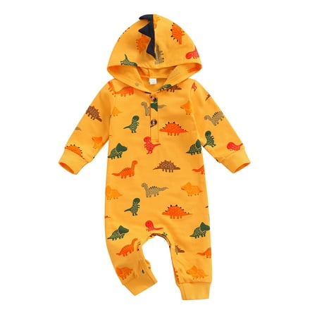 Sunisery Newborn Infant Baby Boys Jumpsuit Cartoon Dinosaur Long Sleeve Hooded Rompers Autumn Spring Clothes Yellow 12-18 Months
Sunisery Newborn Infant Baby Boys Jumpsuit Cartoon Dinosaur Long Sleeve Hooded Rompers Autumn Spring Clothes Yellow 12-18 Months