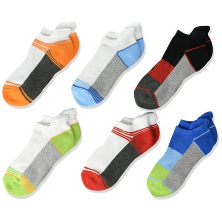 Jefferies Socks Boy s Sport Tab Half Cushion Low Cut Socks 6 Pack Multi Medium