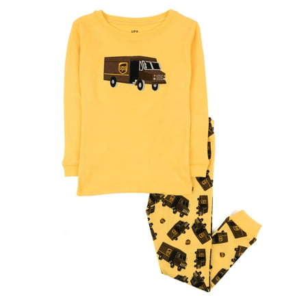 Leveret UPS Truck Kids & Toddler Pajamas Boys Girls 2 Piece Pjs Set 100% Cotton (Yellow 5 Toddler)