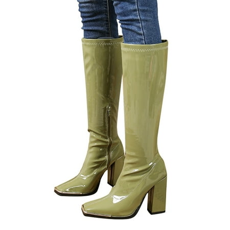 Women Walking Shoes Ladies Square Toe Solid Color Bright Leather Candy Color Square High Heel Retro Zipper Mid Boots Women s Shoes Mid-Calf Boots for Women PU Green
Women Walking Shoes Ladies Square Toe Solid Color Bright Leather Candy Color Square High Heel Retro Zipper Mid Boots Women s Shoes Mid-Calf Boots for Women PU Green