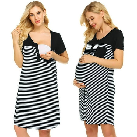 Giligiliso Clearance Maternity Dress Women Short Sleeve Pocket Striped Nursing Dress for Breastfeeding
Giligiliso Clearance Maternity Dress Women Short Sleeve Pocket Striped Nursing Dress for Breastfeeding