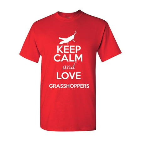Keep Calm And Love Grasshoppers Insect Lover Adult T-Shirt Tee