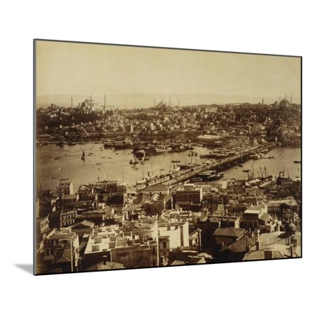 Aerial View of a Bridge over the Bosporus in Istanbul Wood Mounted Print Wall Art