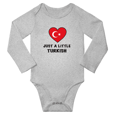 Just a Little Turkish Baby Long Sleeve Romper (Gray 6 Months)
