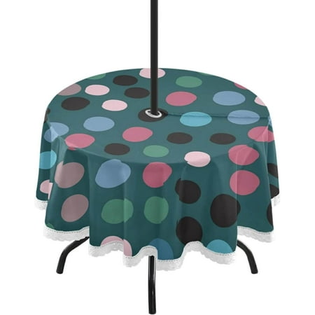 Hyjoy Round Tablecloth 60In Color Dots Waterproof Table Cover with Umbrella Hole and Zipper Party Patio Table Covers for Indoor & Outdoor Backyard /BBQ/Picnic
Hyjoy Round Tablecloth 60In Color Dots Waterproof Table Cover with Umbrella Hole and Zipper Party Patio Table Covers for Indoor & Outdoor Backyard /BBQ/Picnic
