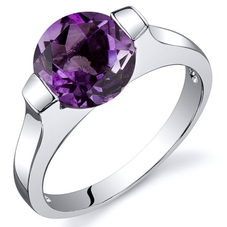 Peora 1.75 Ct Amethyst Engagement Ring in Rhodium-Plated Sterling Silver